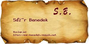 Sár Benedek névjegykártya